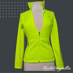 Spyder Core Sweater Full Zip Fleece Jacket Neon Yellow Women's Size Small